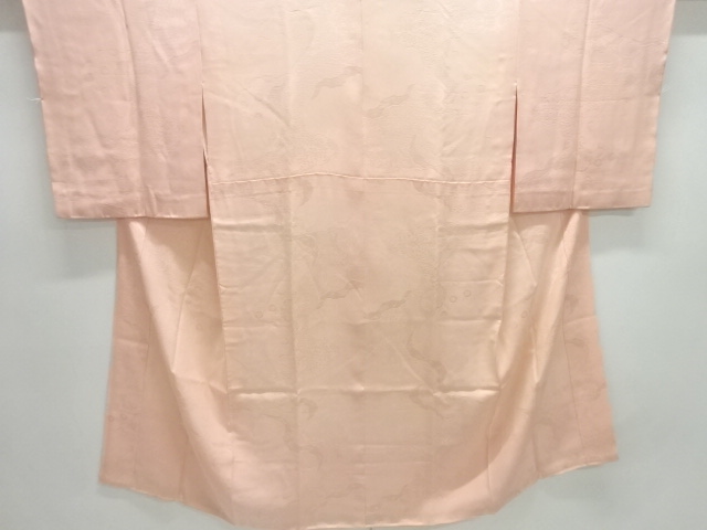 JAPANESE KIMONO / ANTIQUE JUBAN / SILK / MON KINSHA / WOVEN MICHINAGADORI & FLORAL PLANTS